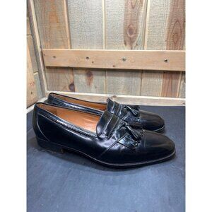 Vintage Bally Moresco Black Leather Tassel Loafers Mens Dress Shoes Size 12 D